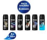 AXE Desodorante Spray Pack Variado 6 (6 x 150 ml) Gold, Marine, Black, Africa, Anarchy, Ice Chill