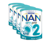 Nan Nestlé Optipro 2 Leche de Continuación en Polvo Fórmula, 6 Meses +, 800g (Pack  4)