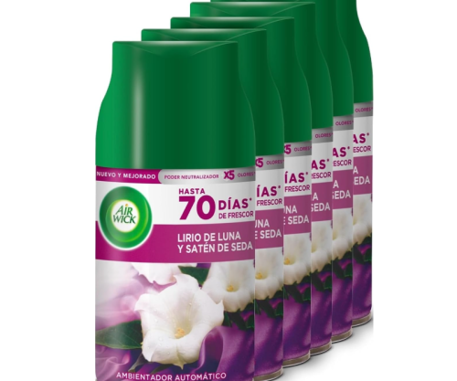 Air Wick Freshmatic Recambios Lirio de Luna y Satén de Seda Pack 6