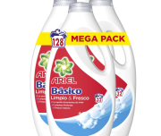 Ariel Detergente Lavadora Liquido, 128 Lavados, Jabon con Fragancia Fresca