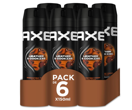 Axe Leather & Cookies Desodorante en Aerosol para Hombre 150ml - Pack de 6