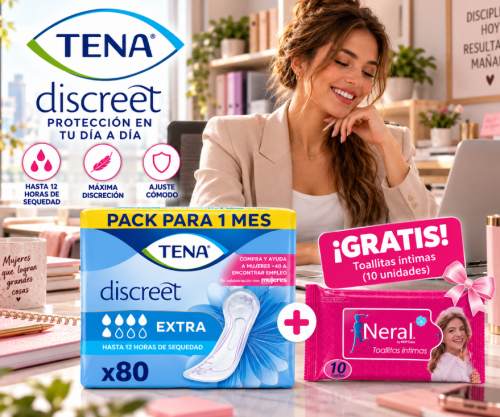 Pack TENA Extra 80 Compresas + Toallitas Higiene Íntima Neral de Regalo