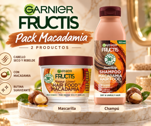 Pack Garnier Fructis Macadamia: Mascarilla + Champú Nutritivo