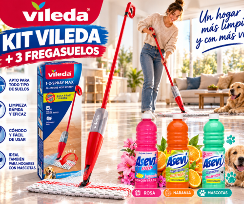 Pack Vileda Spray Max + 3 Fregasuelos Asevi: Limpieza fácil y rápida
