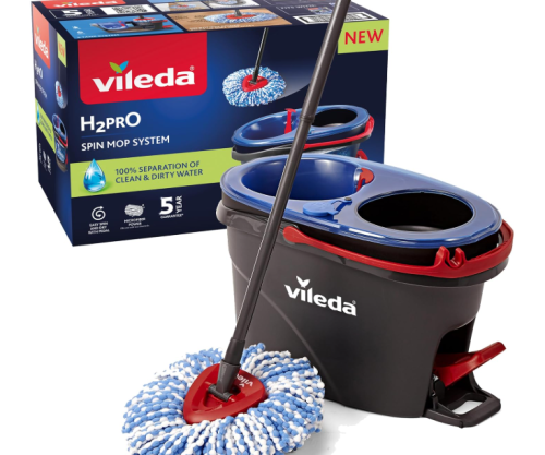 Vileda H2PrO Spin Mop Fregona Giratoria con Cubo de Doble Depósito