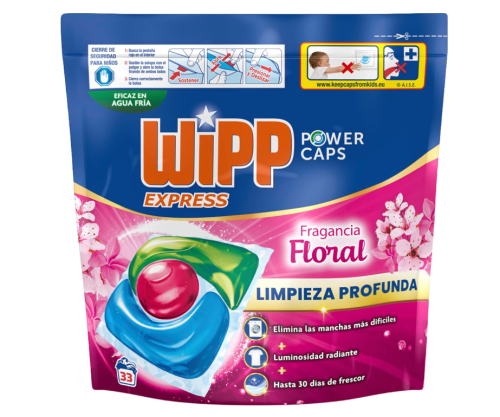 Wipp Express Power Cápsulas Detergente Floral 33 Lavados
