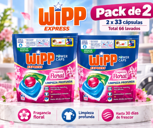 Wipp Express Power Caps Detergente Cápsulas Floral 66 Lavados
