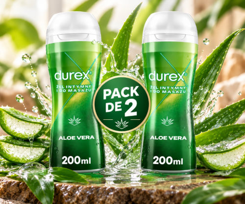 Durex Massage 2 en 1 Aloe Vera – Pack 2 x 200 ml