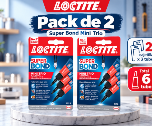 Loctite Super Bond Mini Trio – Pack 2 Cajas (2 g)
