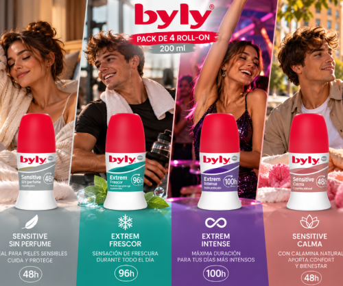 Pack Byly 4 Desodorantes Roll-On 50ml (Sensitive, Extrem Frescor, Intense, Calma)