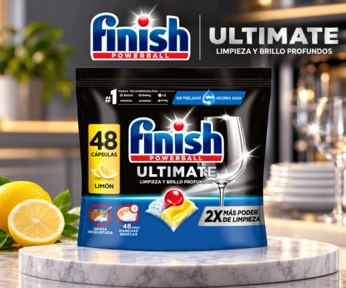 Finish Powerball Ultimate Limón 48 Pastillas Lavavajillas